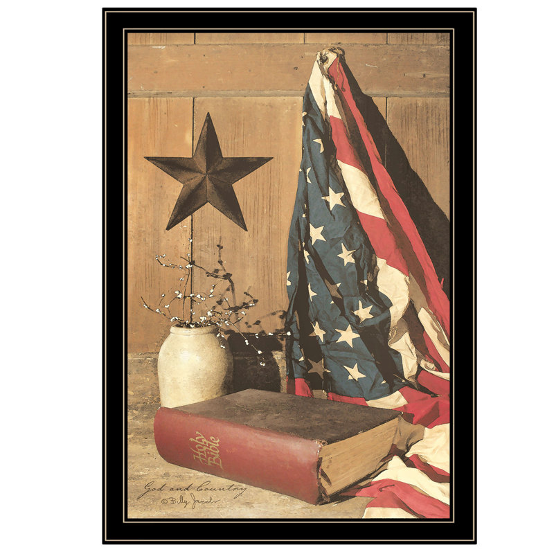 «God And Country» par Billy Jacobs, reproduction encadrée prête à accrocher, cadre noir