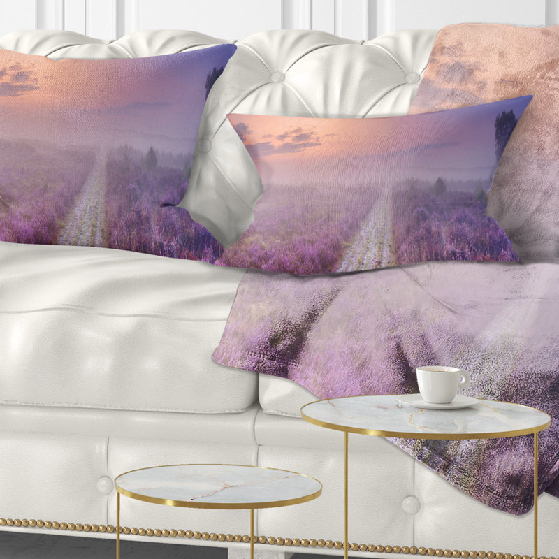 Path through Blooming Field - Sea & Shore Printed Throw Pillow