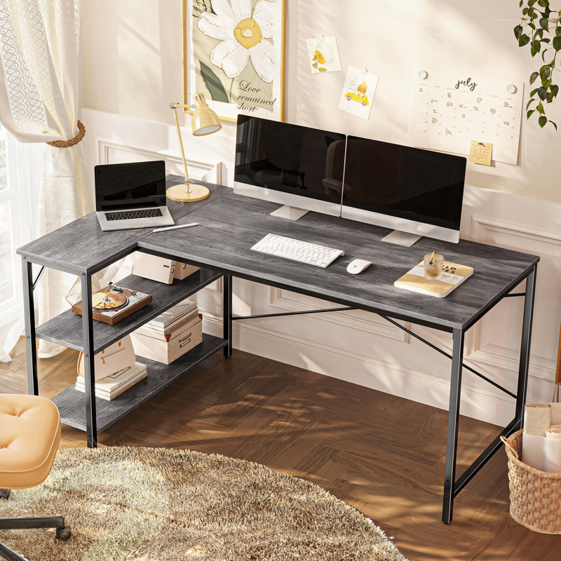 Bureau en L, Gris / Noir