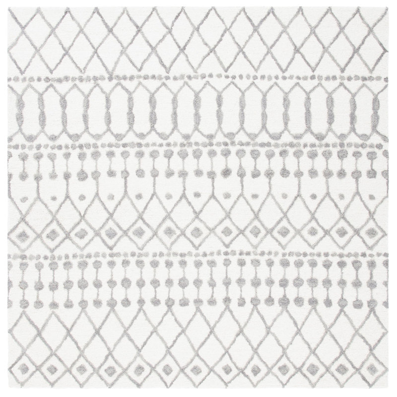 Dobbins Hand Tufted Wool Geometric Rug, Square 6'