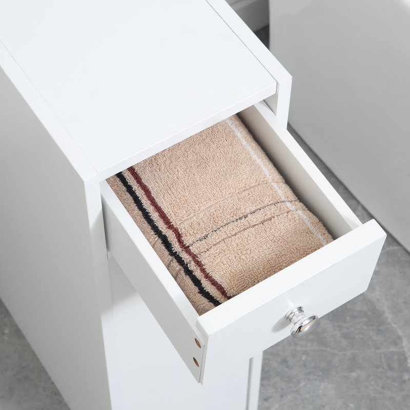 Armoire de rangement pour salle de bain en bois avec 2 tiroirs Schœneck, Blanc