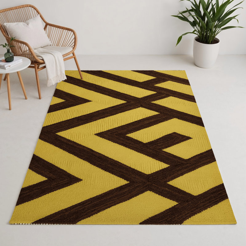 Tapis d'intérieur et d'extérieur à carreaux brun, Rectangulaire 3 pi x 5 pi