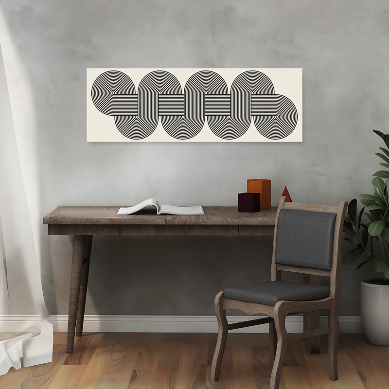 Flowing Geometric Lines by Vitor Costa - Wrapped Canvas Panoramic Print, 30.48 cm H x 91.44 cm W