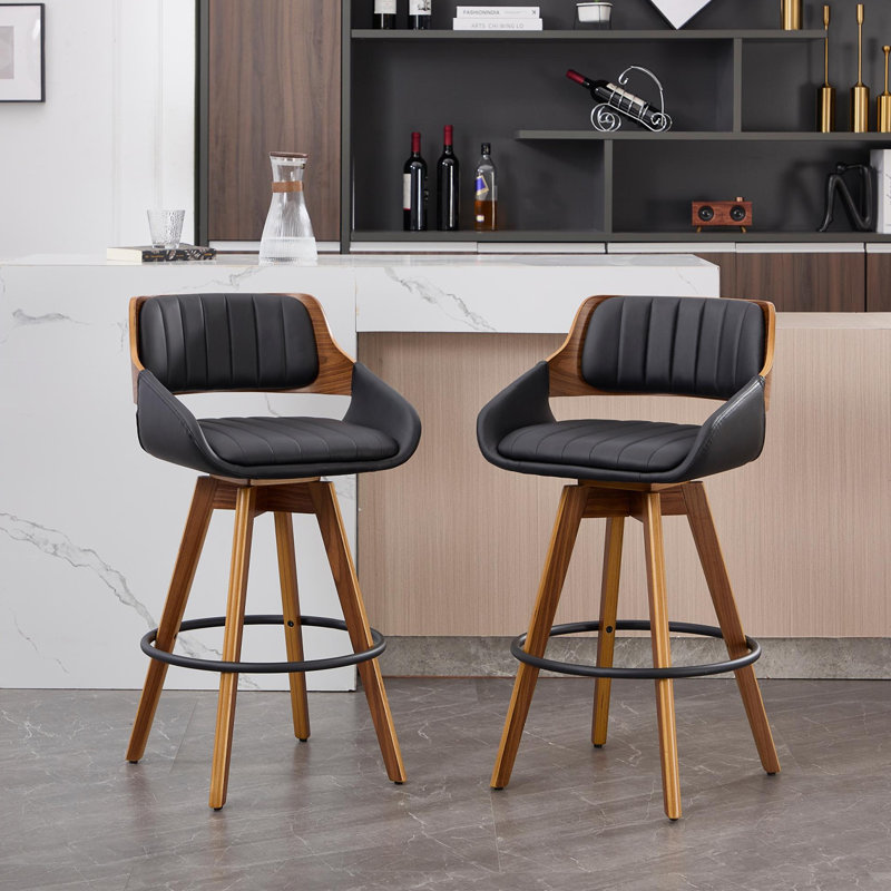 Swivel Counter Bar Stools (Set Of 2), Black