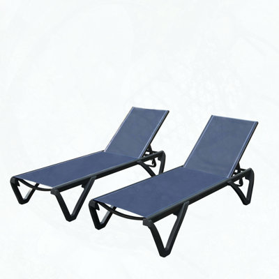 Ensemble de 2 chaises longues d'extérieur avec dossier réglable à 5 positions et roulettes