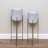 Aira Set of 2 Tall Planters with Stands, 39" & 46" White Speckled Planters with Gold Foldable Metal Stands-1149482230