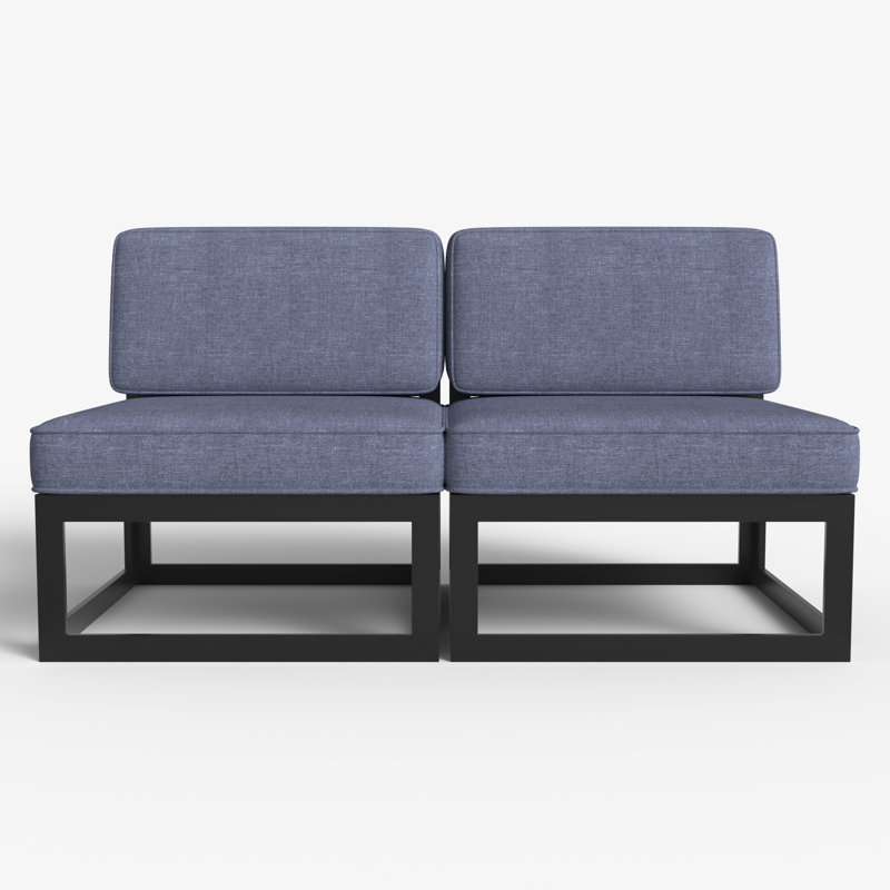 Outdoor Armless Lounge Chair, Navy, Black