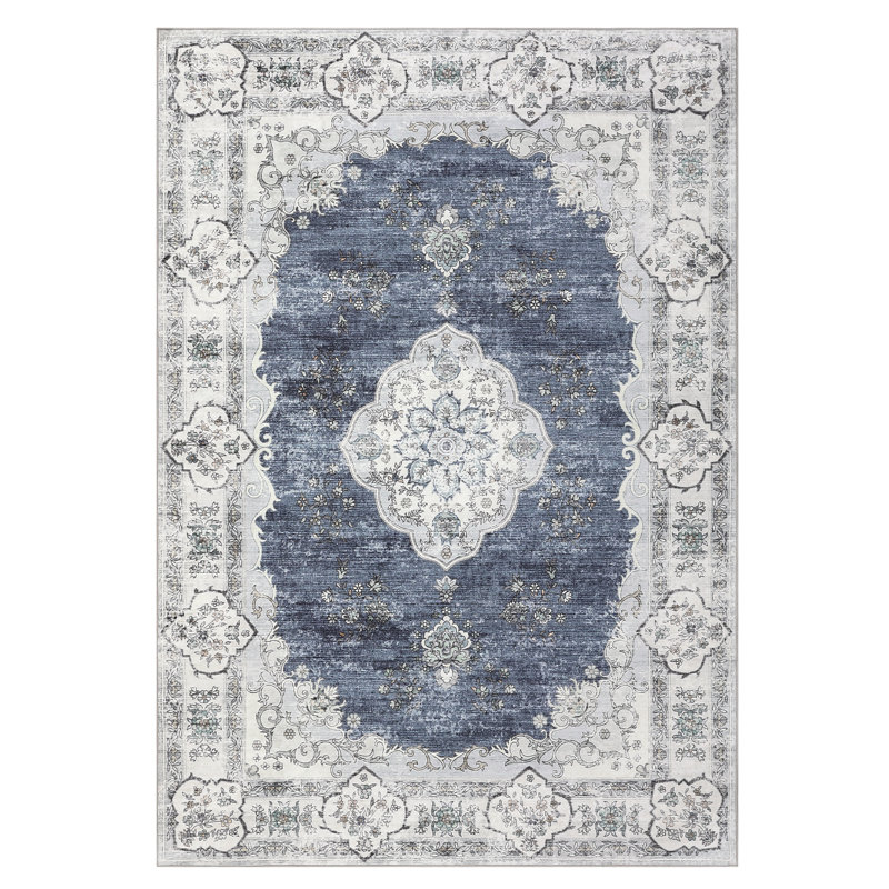 Boho Luxurious Vintage Floral Printed Area Rug Living Room Washable Stain Resistant Durable Carpet Bedroom Erasable Non-Shedding Soft Floor Mat Bedside Rug Farmhouse Decor