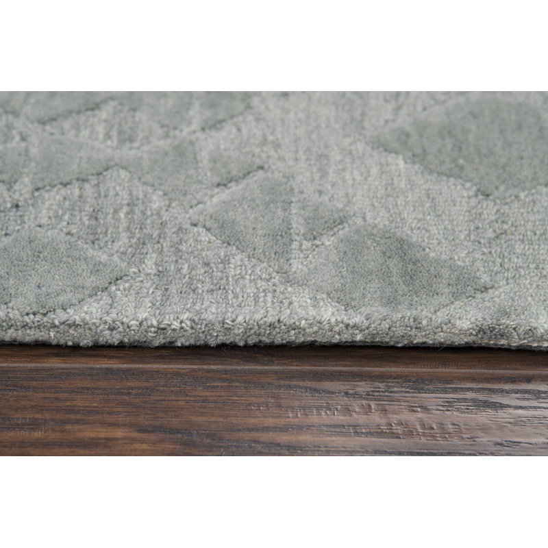 Tapis de zone gris en laine touffeté à la main Phan, Rectangle 9 pi x 12 pi