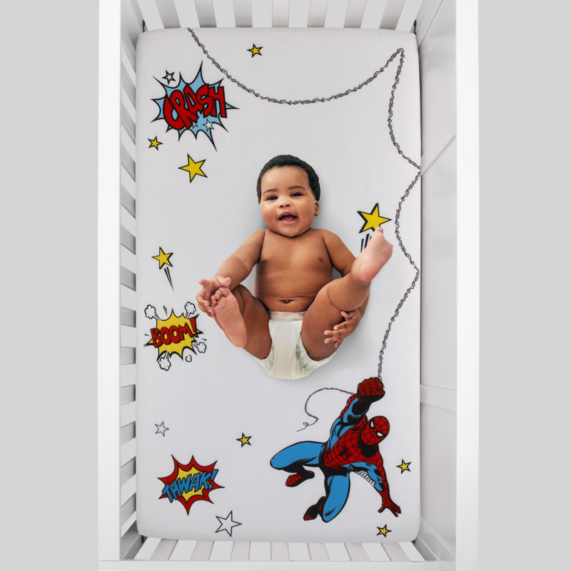 Drap-housse pour lit de bébé Nojo Spiderman