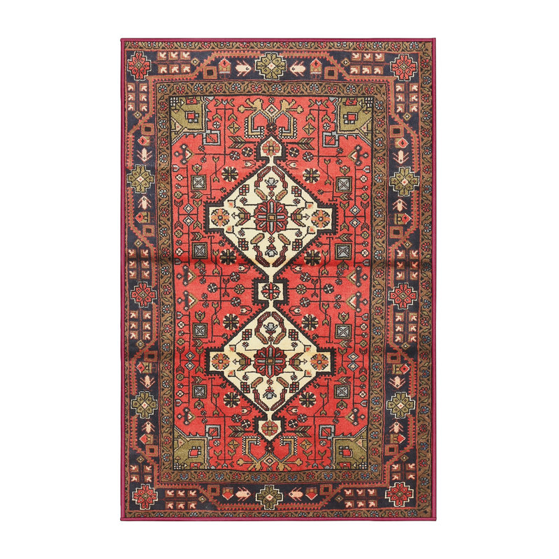 Tapis noir / rouge Southwestern, Rectangle 8 pi x 12 pi