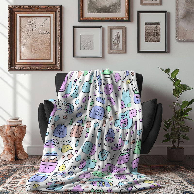 Dreamy Doodle Dreams - 1 pièce Sherpa Premium, Grand lit
