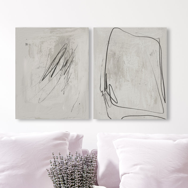 Modernist Set Canvas Abstract Print by Oliver Gal, Black Frame, 16 x 20, 16"H x 20"W, Gallery Wrapped