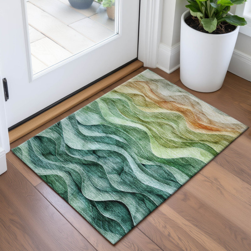 Premium Machine Washable Alijah AMF1242 Swirls Rug, Rectangle 1'8" x 2'6"