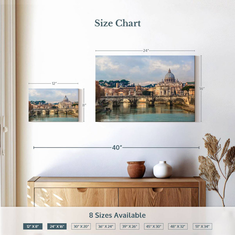 Ravi River Tiber In Rome, 16" H x 24" W