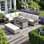 5-Piece Outdoor Patio Rattan Sofa Set With Extendable Tables & Dining Table For Backyard
