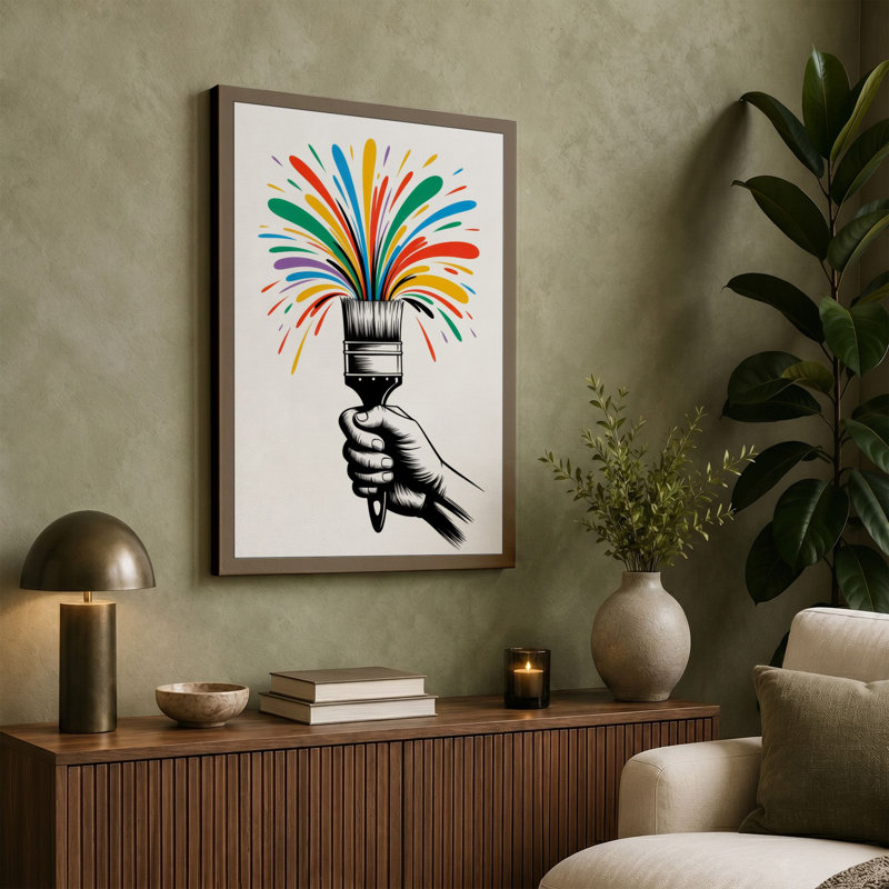 Creative Burst Modern 1 Piece Wrapped Canvas Wall Art, 18x12 - 45.7 x 30.5 cm, Terracotta Border