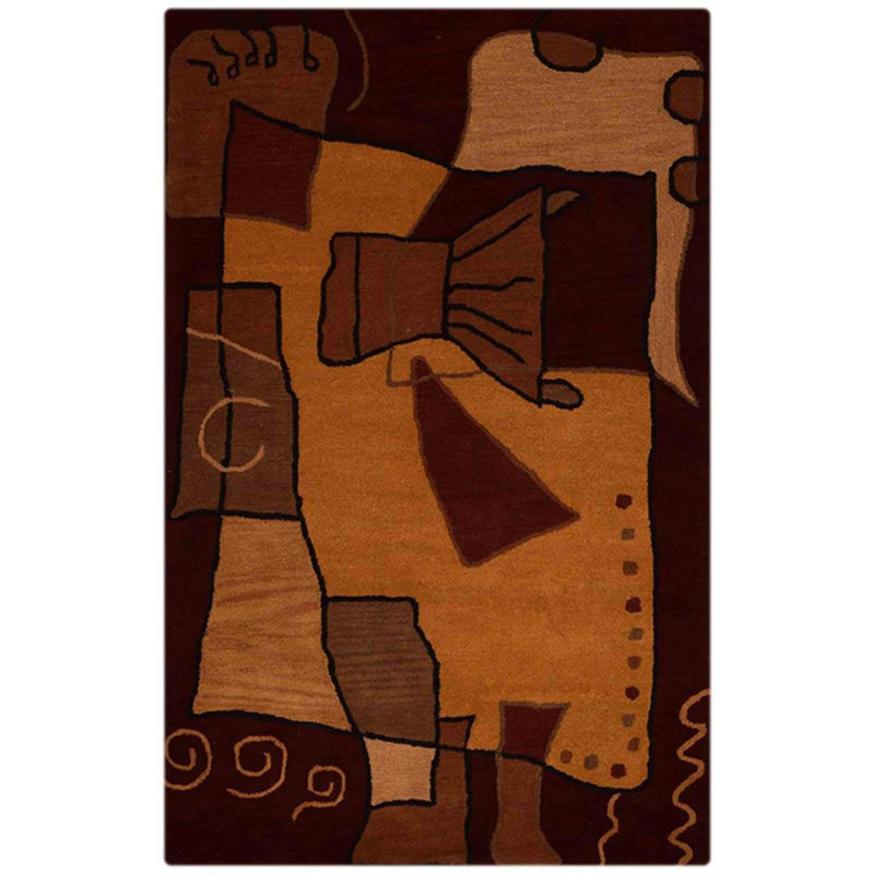 Tapis rectangulaires en laine touffetée à la main Bettejo - Rectangle | Multicolore | Conception abstraite | Tapis de salon, chambre à coucher