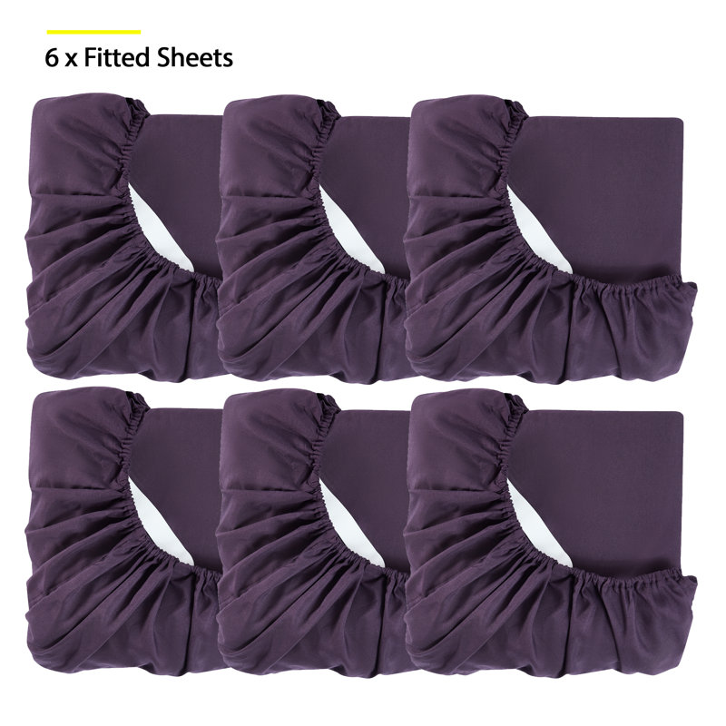Draps-housses en microfibre brossée 6PK, Drap-housse simple TG, Mauve