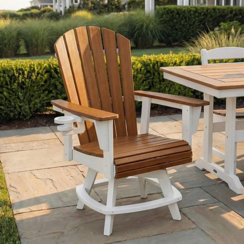 Chaise pivotante Featherstone Adirondack, blanc, Blanc/naturel