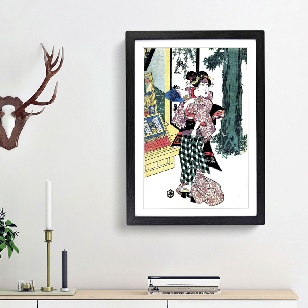 Lady Holding a Fan by Utagawa Kunisada - Picture Frame Painting Print