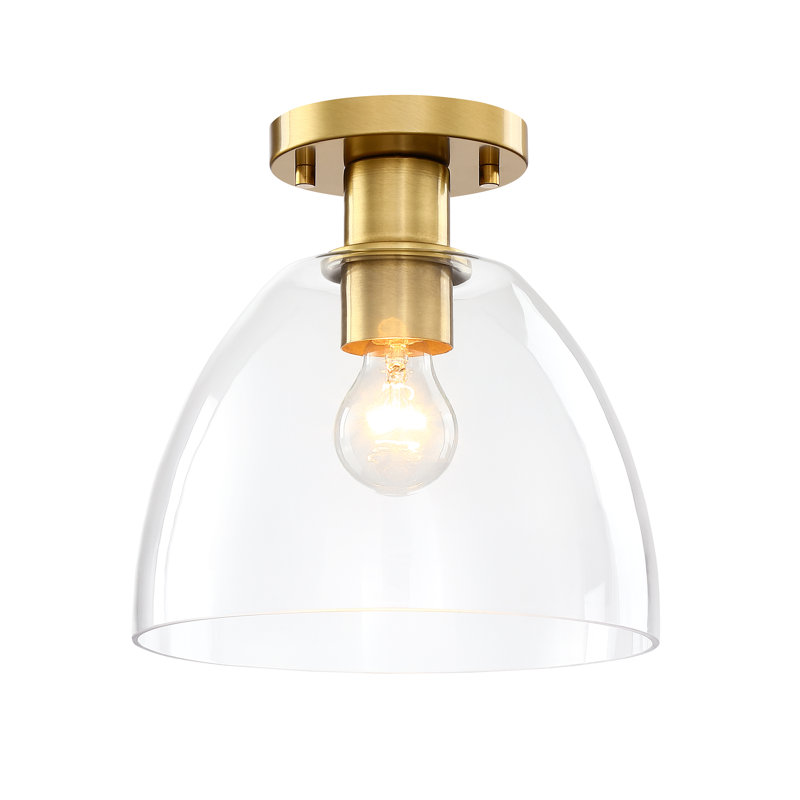 Viveka Glass Semi Flush Mount, Brushed Gold