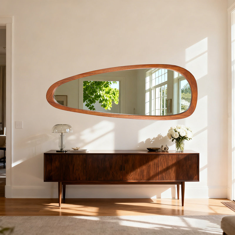 Miroir d'appoint mural Asymmetric, Brun, 60 po x 22 po