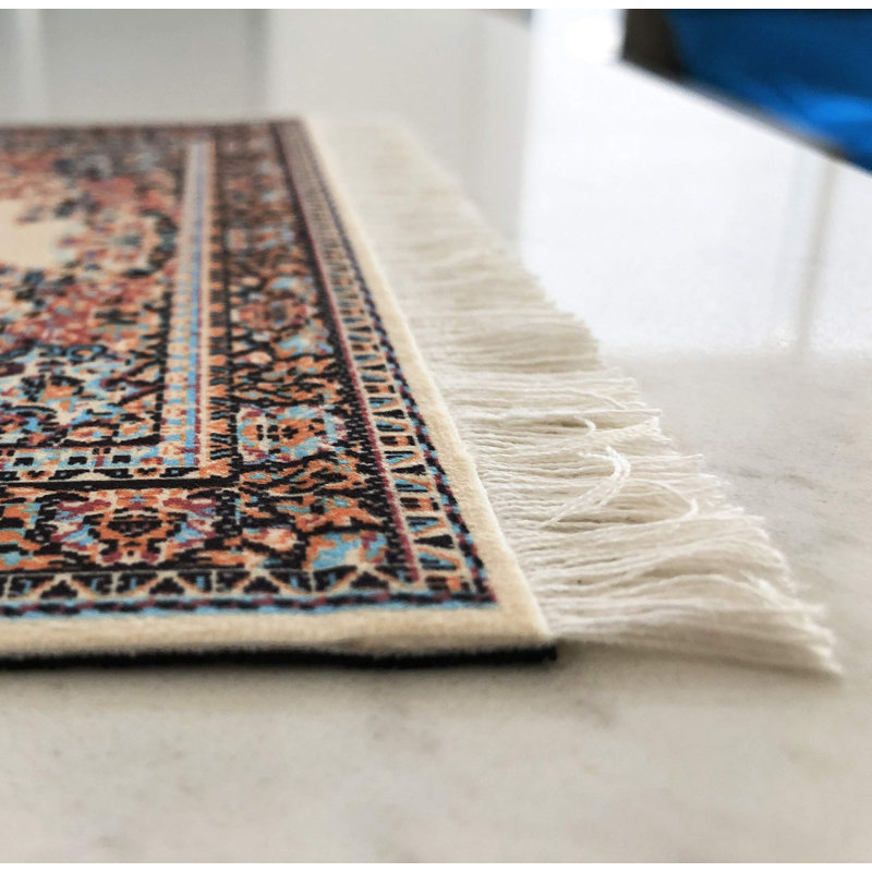 Beautiful Oriental Rug Style Mouse Pad, Rectangular Non-Slip Beige Micro Rug Computer Mouse Pad