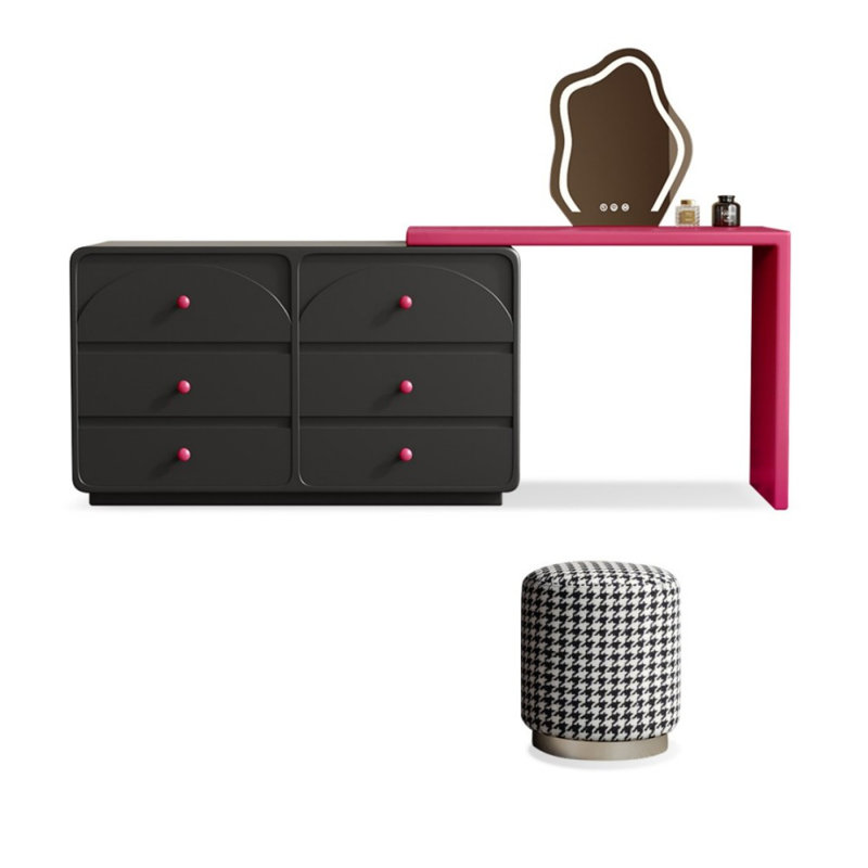 Coiffeuse avec miroir lumineux, 6 tiroirs, 1 chaise