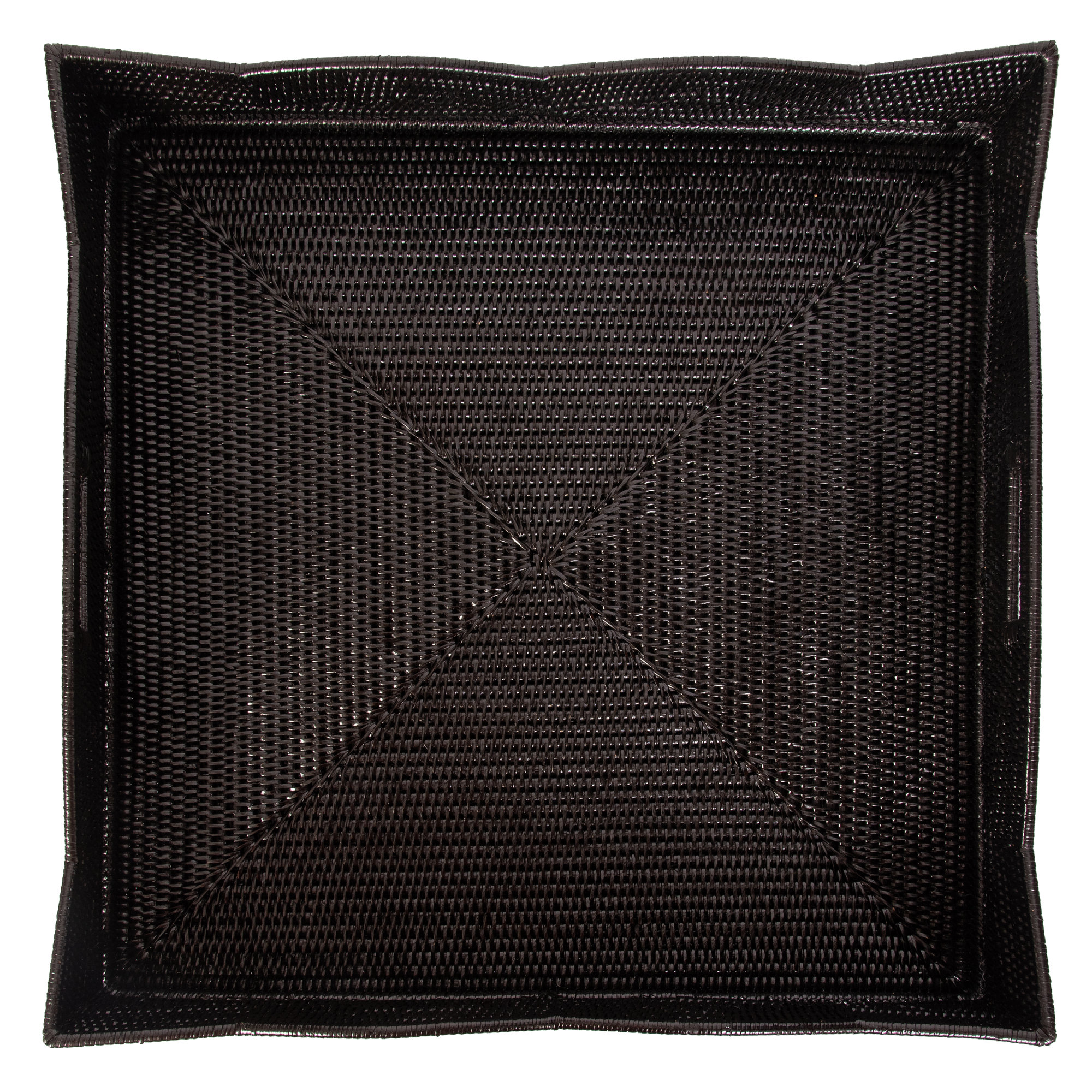 Landry Handmade Rattan Tray, 4.5" H x 24" W x 24" D, Tudor Black