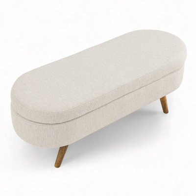 Ottoman Oval Storage Bench,Rubber Wood Legs(43.5"X16"X16")