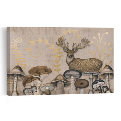Affiche murale vintage représentant un cerf des bois, élégante et rustique, avec un cerf de la forêt et la nature.
