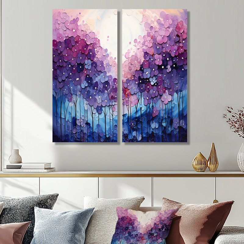 Indigo Dreams II - jaune, reproduction d'art moderne sur toile, ensemble de 2, 40" H x 40" W, Wrapped Canvas, Does Not Apply