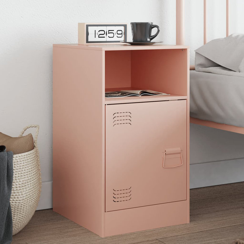 Raahima 34.5cm W Steel Bedside Table, Pink