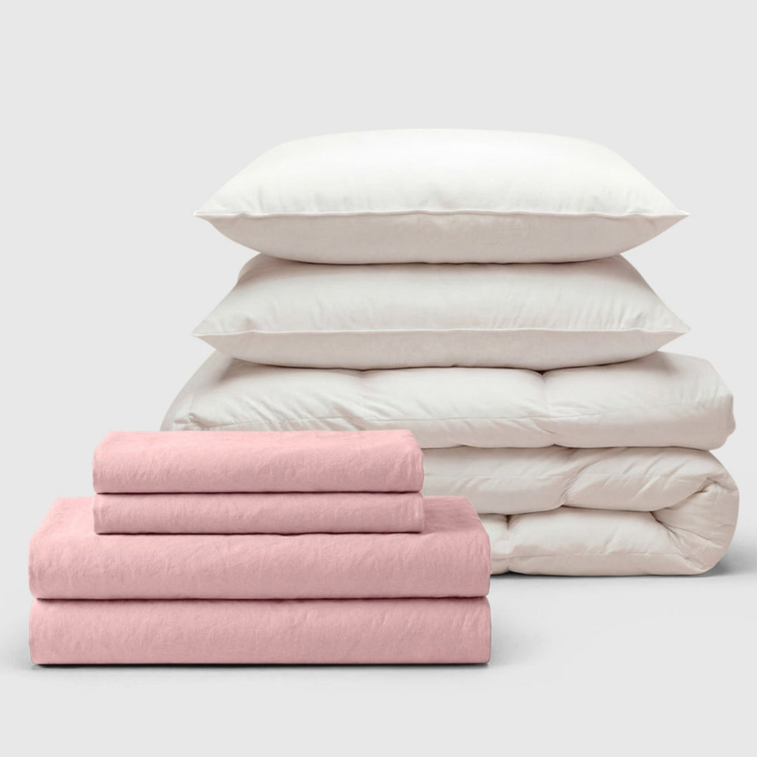 100% Cotton Percale 300 Thread Count Bedding Set with Duvet and 2 Pillows