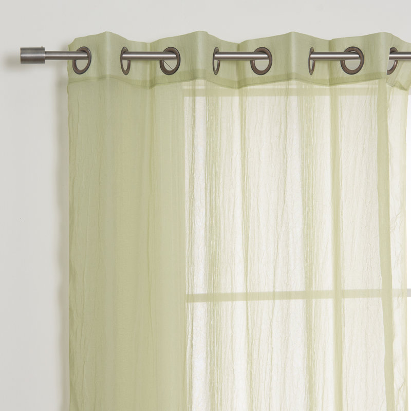 Maaike Crushed Voile Sheer Grommet Curtain, 52" W x 108" L, Lime