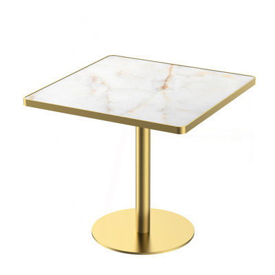 Square Modern Dinning Table 31.5 Inches Bistro Table Tulip Table With Faux Marble Top,Easy Assemble,Sturdy Metal Frame Diameter