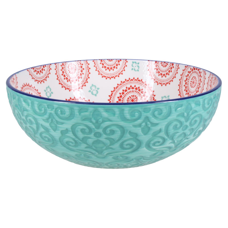 Turquoise Ceramic Soup and Dessert Bowls Set of 4