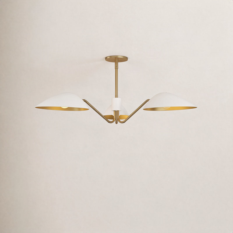 Raelle 3 - Light Unique/Statement Pendant, Aged Gold/White