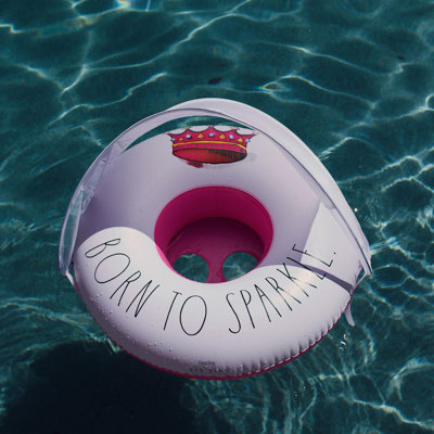 Rae Dunn Born To Sparkle -Toddler Float W/ Canopy, 27" Inflatable Water Ring Removable Canopy, Age 18mo+