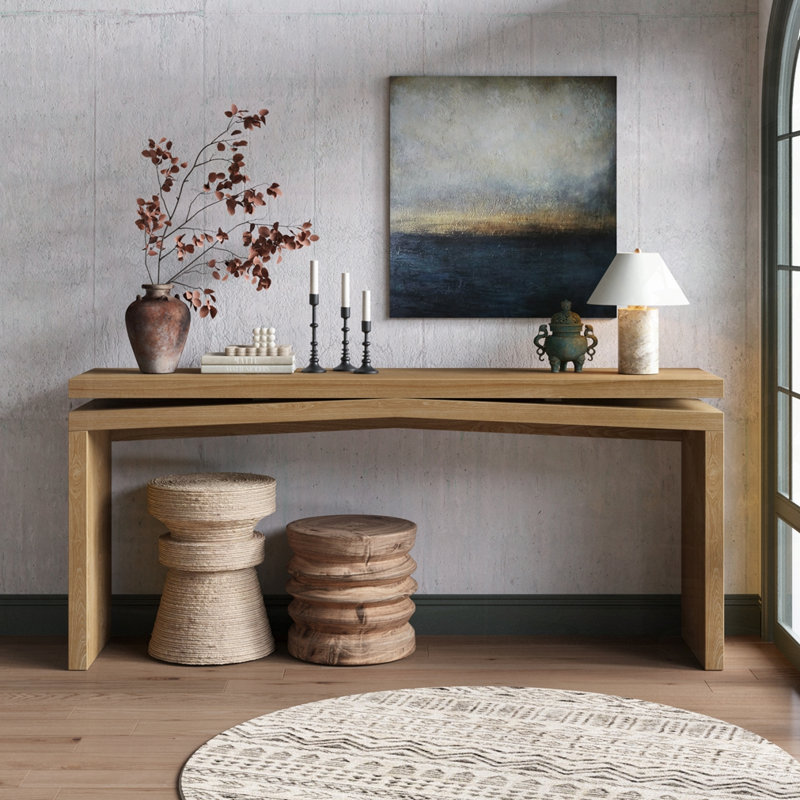 65" Long Farmhouse Entryway Sofa Table, Antique Brown