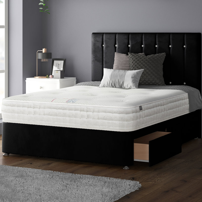 New Fairfield Divan Bed Base, Super King (6'), 2 Foot-end Drawers, Black