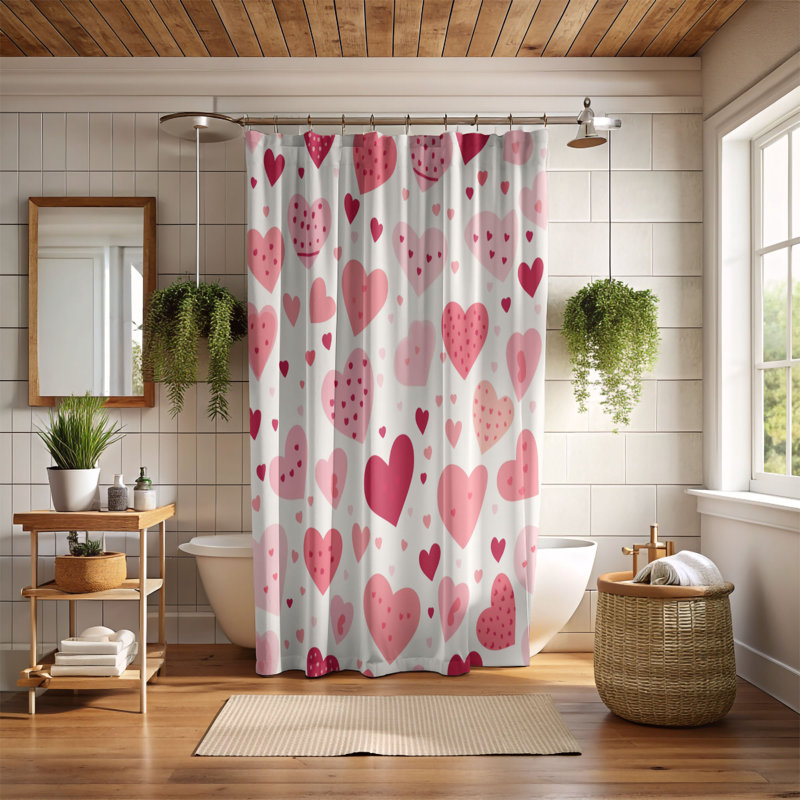 Heart Whimsy - Premium Shower Curtain, 74"H x 71"W