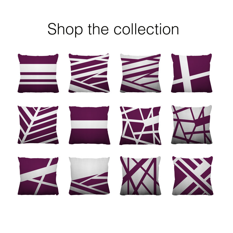 Coussin décoratif intérieur / extérieur Seward Abstract Lines, L 15 po x H 15 po, Mauve