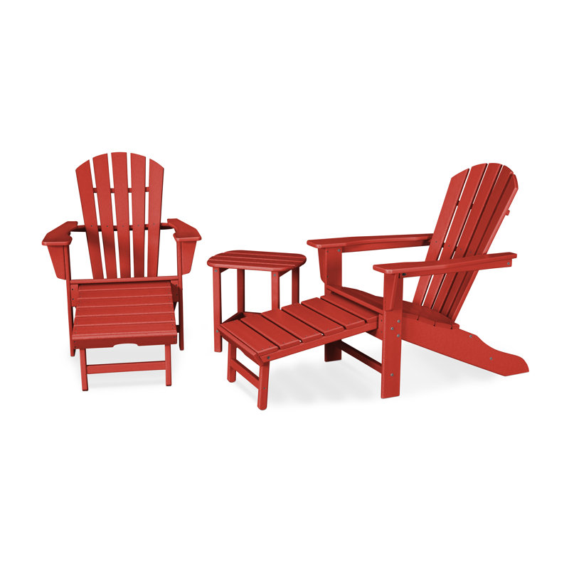 POLYWOOD Palm Coast Ultimate Adirondack 3-Piece Set, Sunset Red