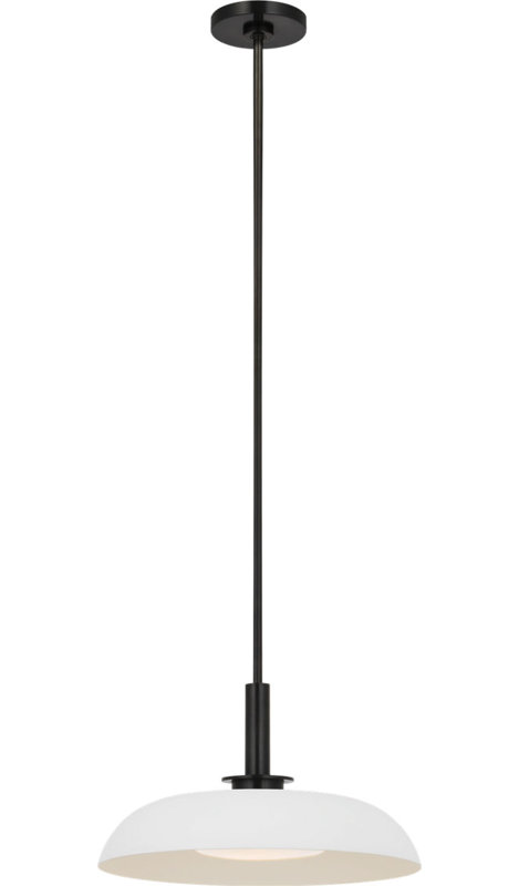 Cyrus 16" Pendant with White Glass, Bronze
