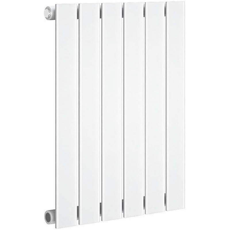 iBathUK Belgravia Horizontal Single Slim Flat Panel Radiator Angled Valve, White, 600cm H x 456cm W x 52cm D