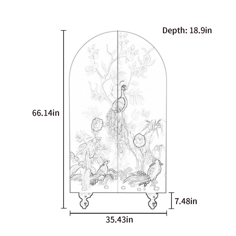 Armoire-penderie à double porte arquée