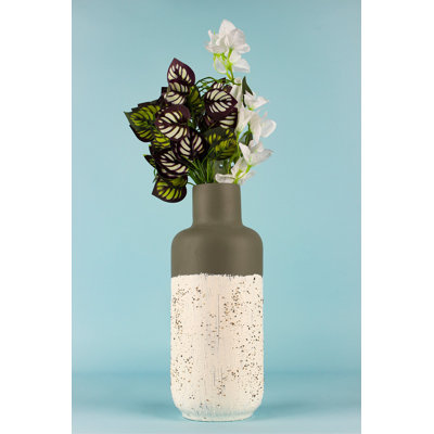 Elegant Hand-Painted Decorative Pot, White Ceramic, 4.7 Inch Diameter x 12.6 Inch Height | Perfect for Indoor Plants & Home Décor | Unique Design for Modern Living Spaces, Durable & Stylish