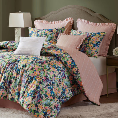 Édredon pour grand lit 8 pièces, imprimé numérique vif floral, rembourrage doux et jupe de lit sur mesure 8 pièces en microfibre toutes saisons, envers Bartack, standard 100
